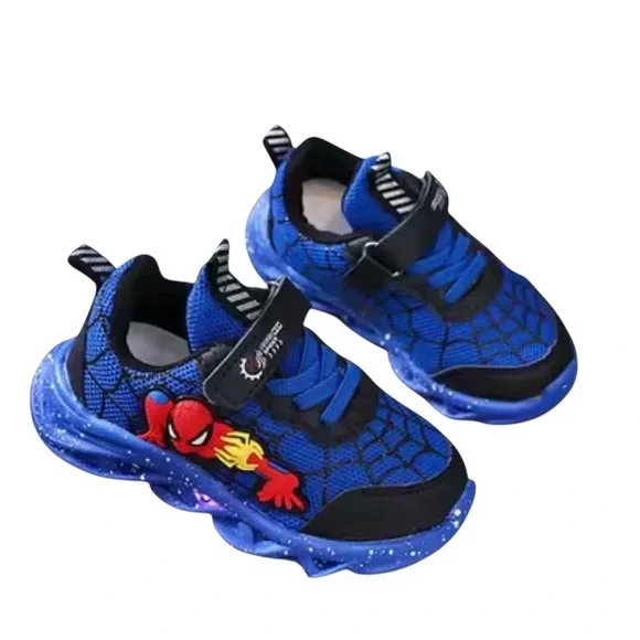 Boys Spiderman Mesh LED Light Up, Breathable Sport Shoes, Disney - Picture 3 of 5